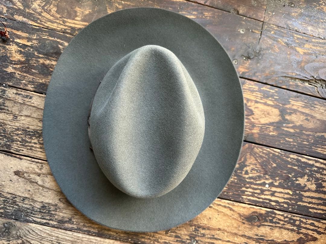 ボルサリーノ MADE IN ITALYウール グレー フェルトハット 60