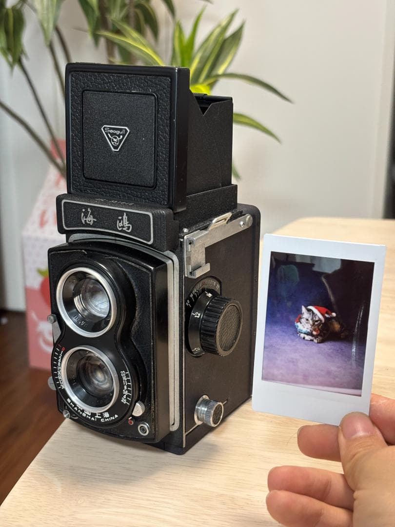 【レア改造】二眼レフ × チェキ　手回しインスタントカメラ　プロ仕様高品質チェキ