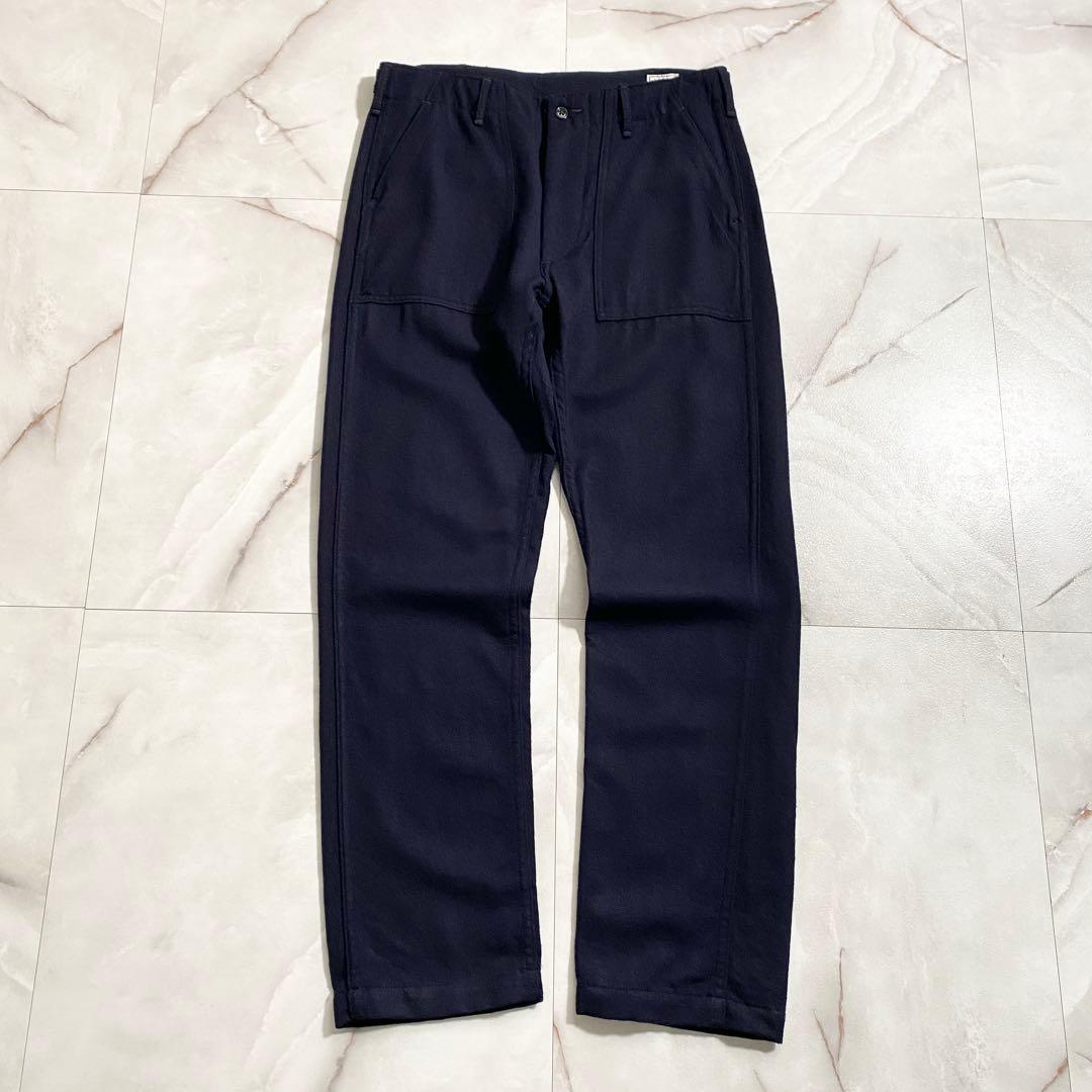 A18474 美品 orSlow ウールフランネルベイカーパンツ ネイビー M