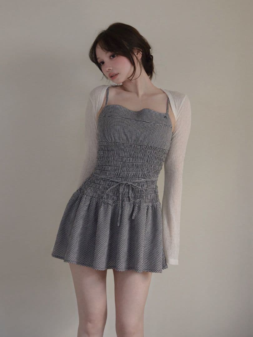 ワンピース ANDMARY Betty shirring mini dress black