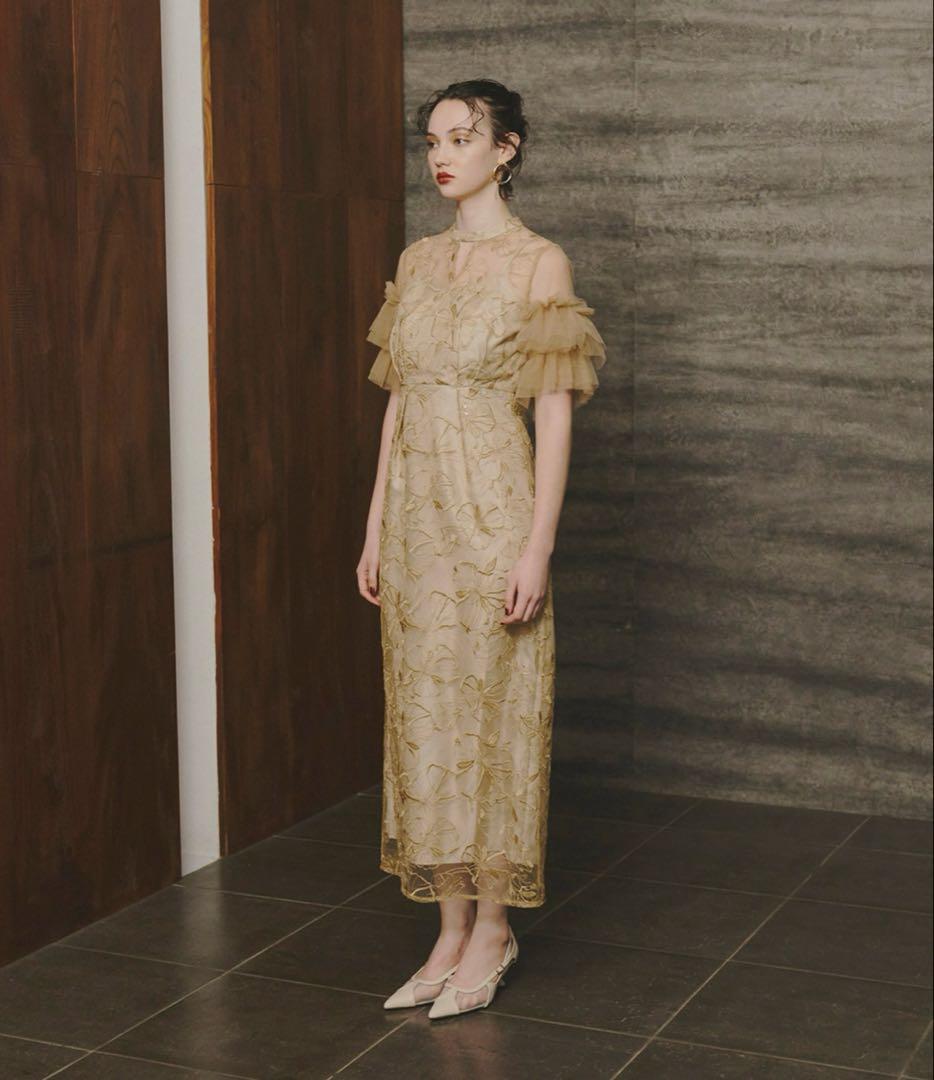 ANDRESD スパンコール刺繍レースドレス