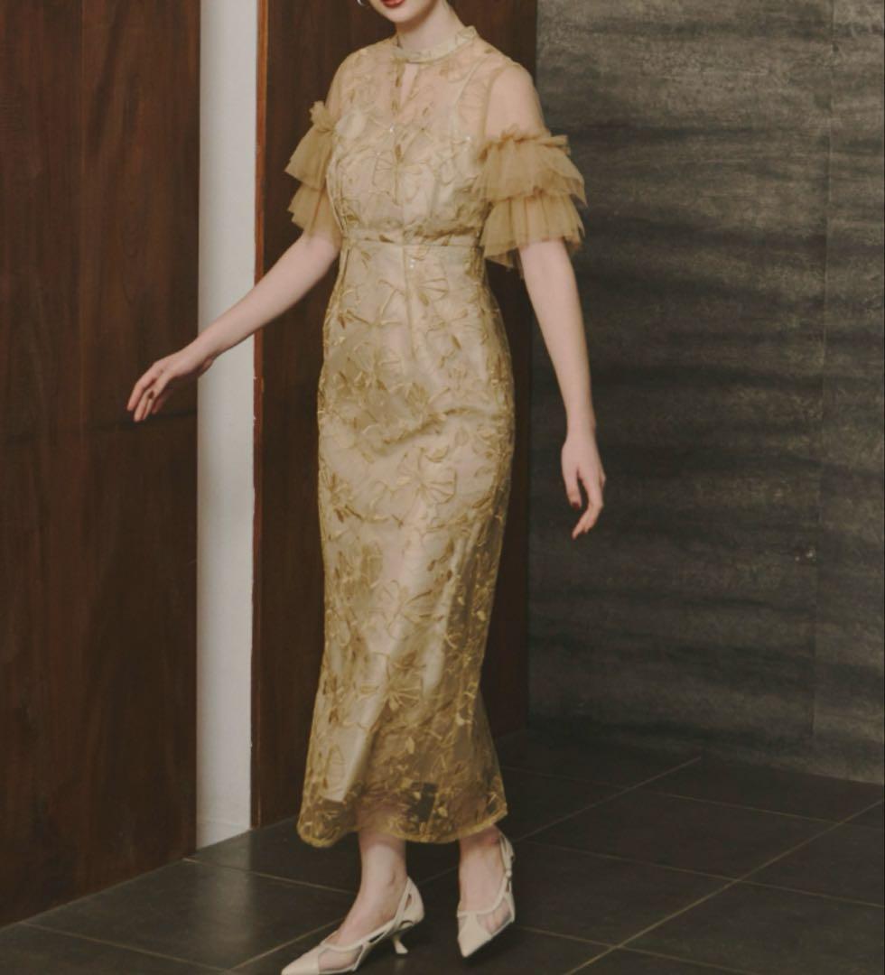 ANDRESD スパンコール刺繍レースドレス