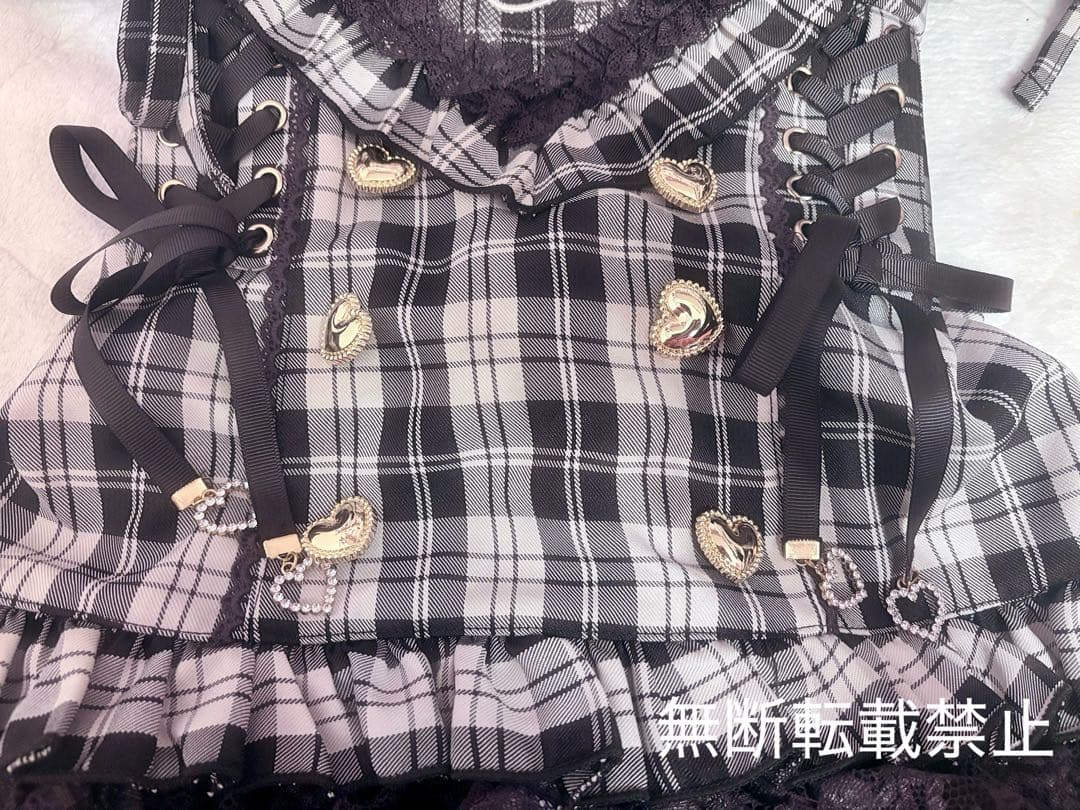 LIZLISA ハートエプロンジャンスカセットアップ グレー 地雷系 地雷