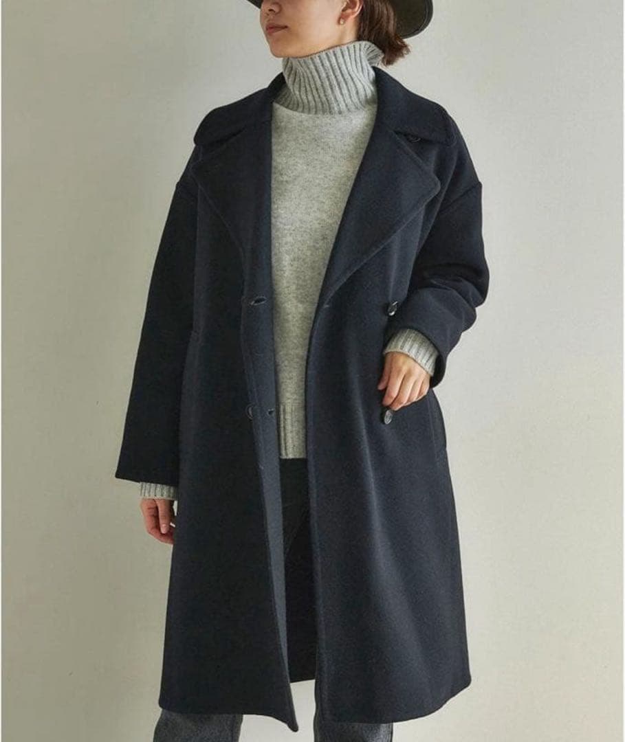 美品■ドローイングナンバーズ ■メルトン リバー仕立て Pコート ■黒■38