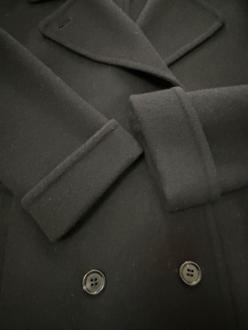 美品■ドローイングナンバーズ ■メルトン リバー仕立て Pコート ■黒■38