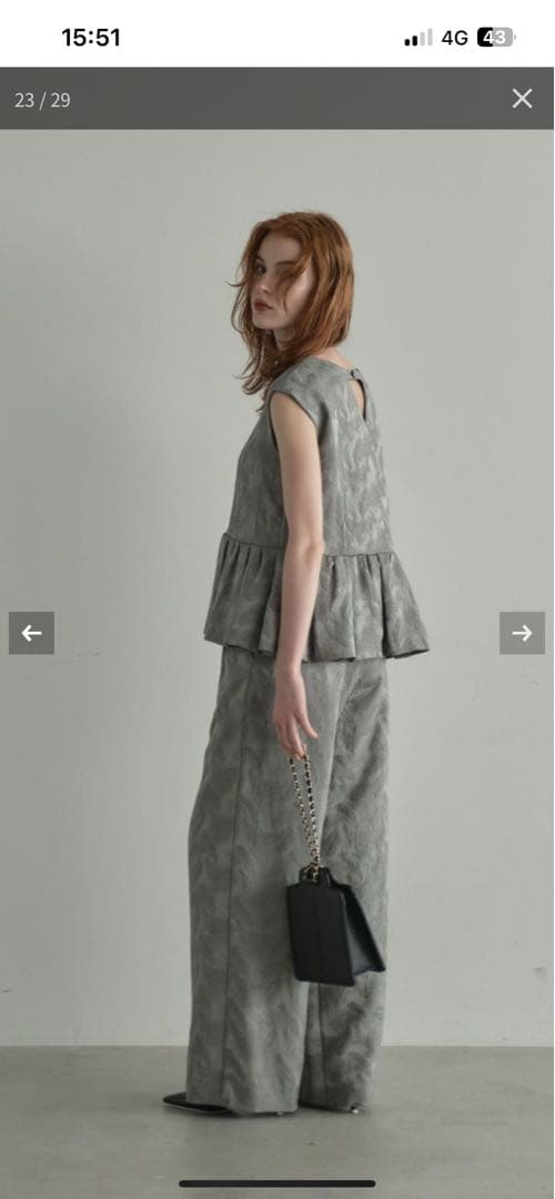 【アンドレスド】ペプラムセットアップ Sサイズ（グレー）　結婚式　パーティドレス