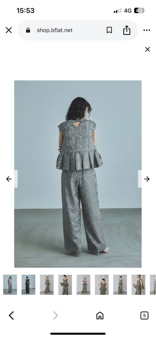 【アンドレスド】ペプラムセットアップ Sサイズ（グレー）　結婚式　パーティドレス