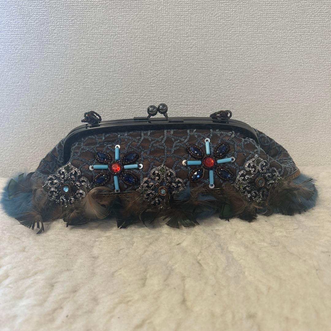 ビーズ装飾クラッチバッグ