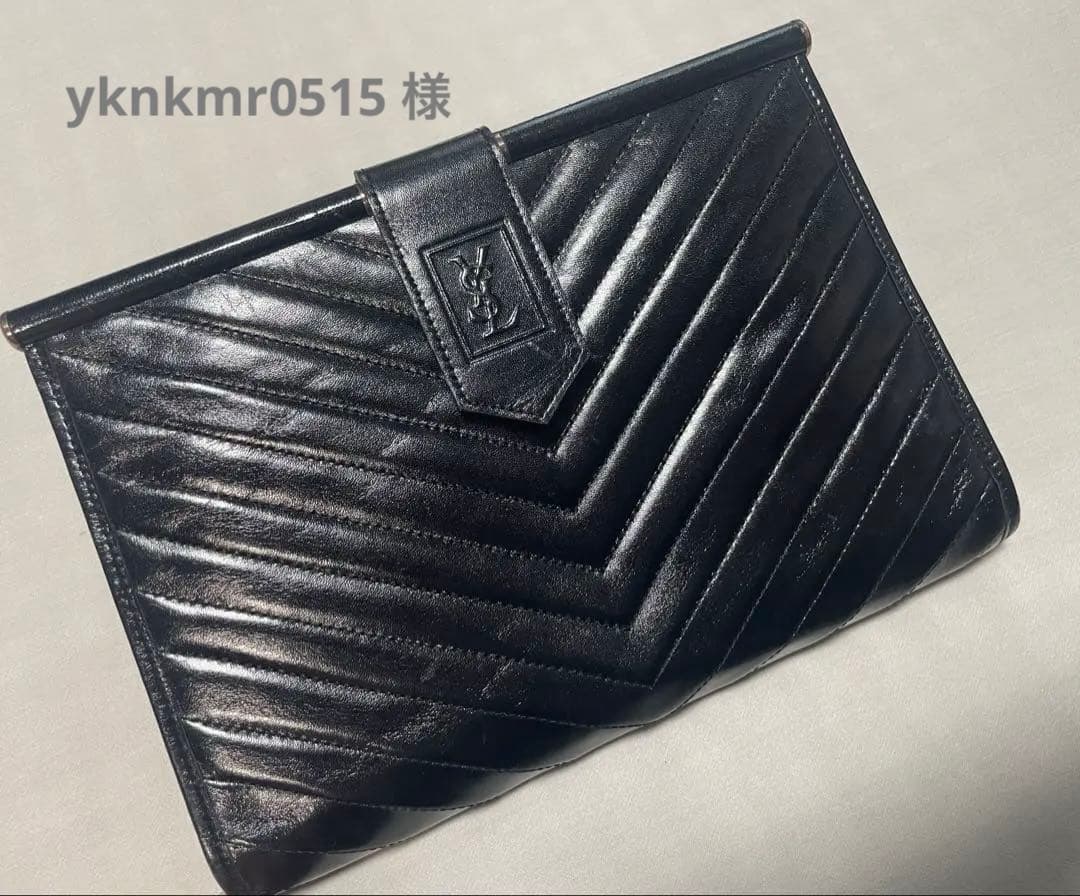 YSL ブラックレザー クラッチバッグ