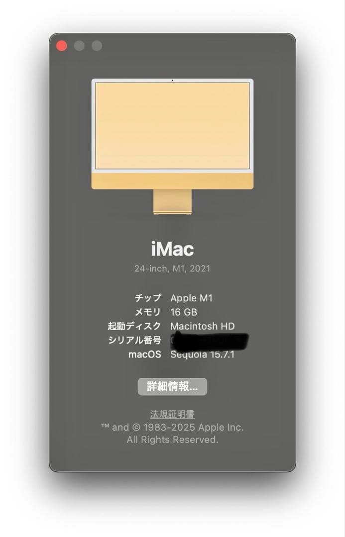 iMac　m1チップ　16GB 512GB Apple