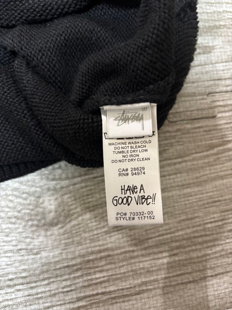 Stussy スワールロゴ ニットセーター L ブラック