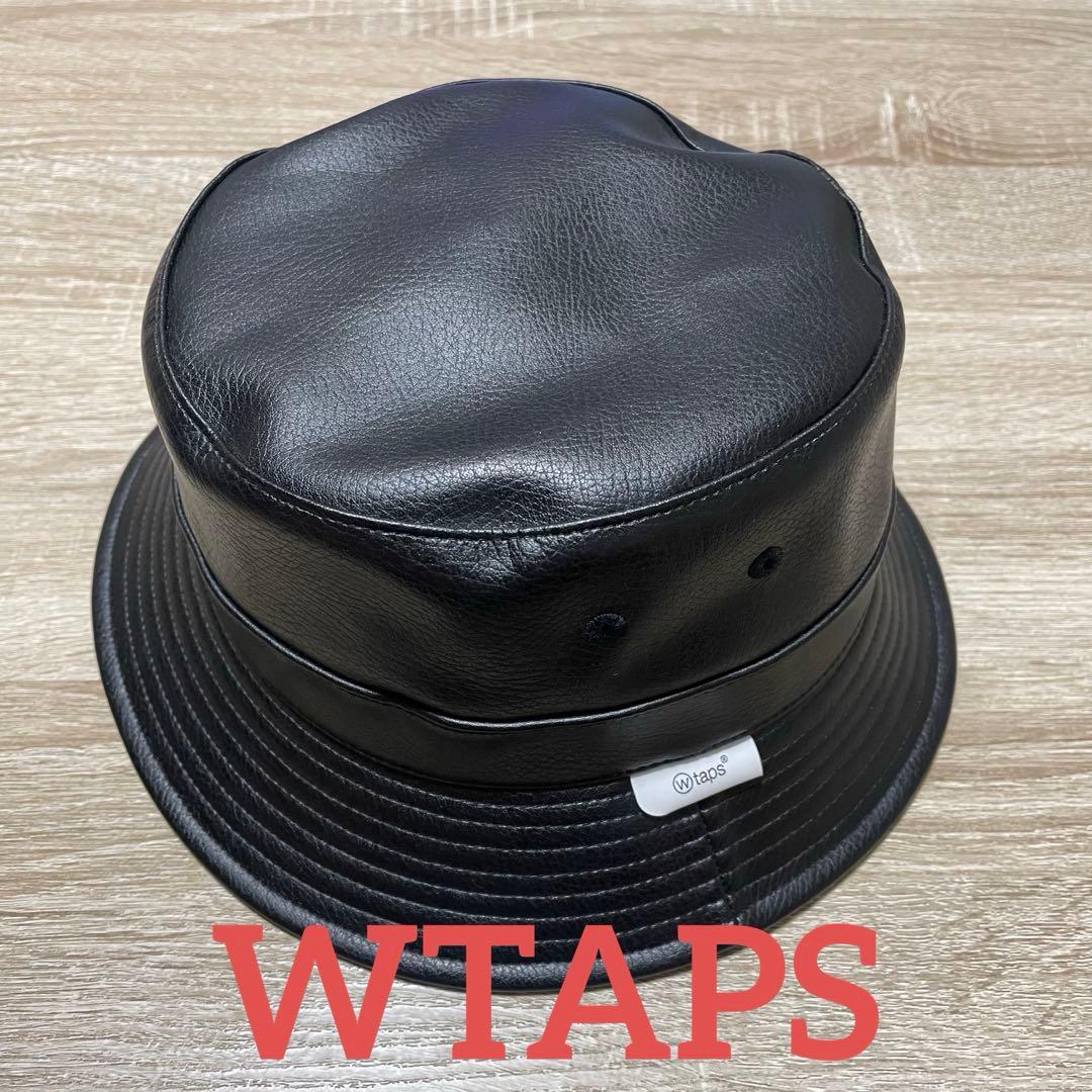 [美品]WTAPS ダブルタップス フェイクレザーバケットハット hat 黒