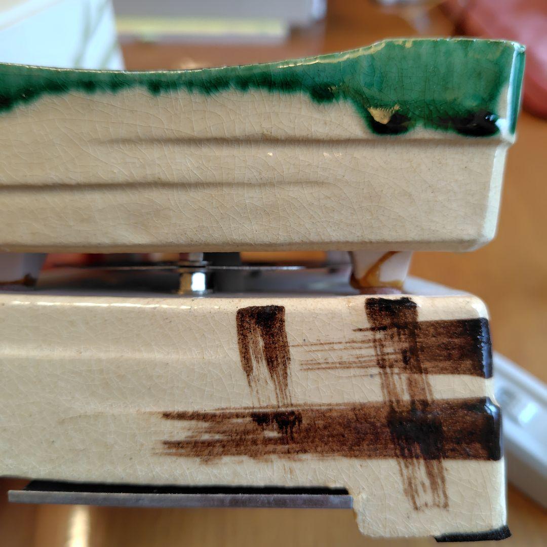 通電動作確認済★[希少・レトロ] 野々田商店 卓上 江戸火鉢 織部 電熱器