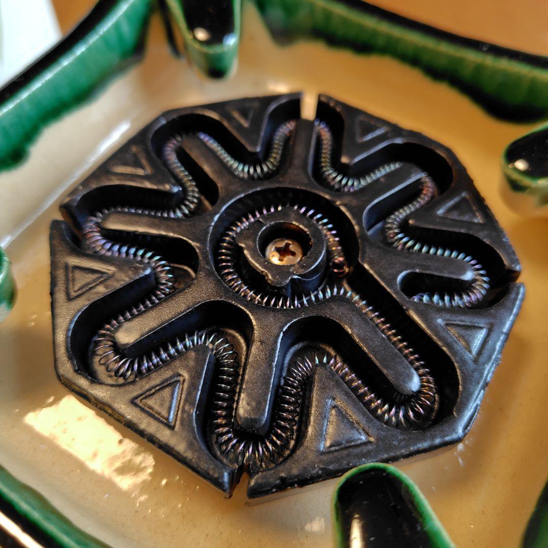 通電動作確認済★[希少・レトロ] 野々田商店 卓上 江戸火鉢 織部 電熱器