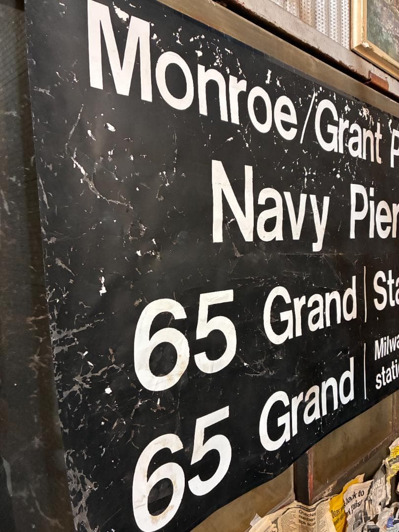 ◆Vintage◆バスロールサイン132×77.5cm シカゴ　CATバス路線