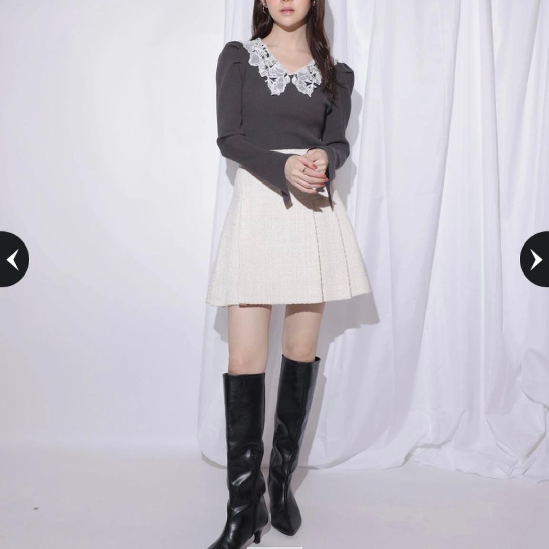 Rirandture ビット付ツイードミニスカート タグあり