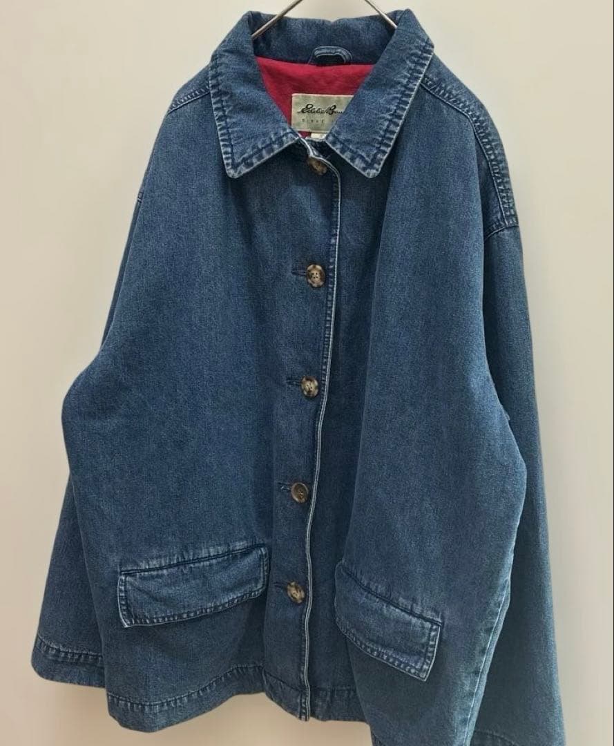 白タグ Eddie Bauer デニムカバーオール／90s エディーバウアー