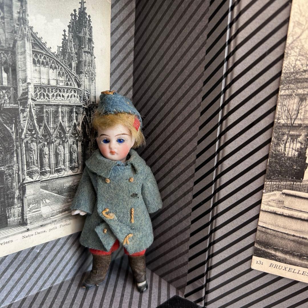 アンティーク ミニョネットドール ビスク11cm フランス兵風 オリジナル衣装