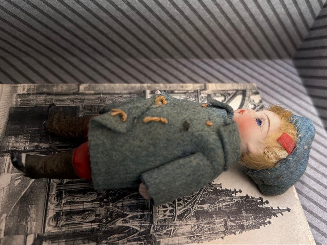 アンティーク ミニョネットドール ビスク11cm フランス兵風 オリジナル衣装