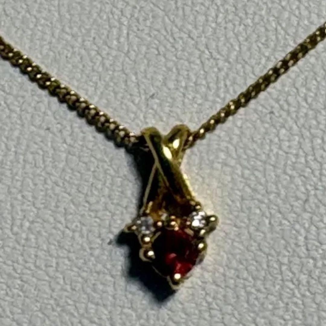 K18YGルビーダイヤネックレス K18刻印あり