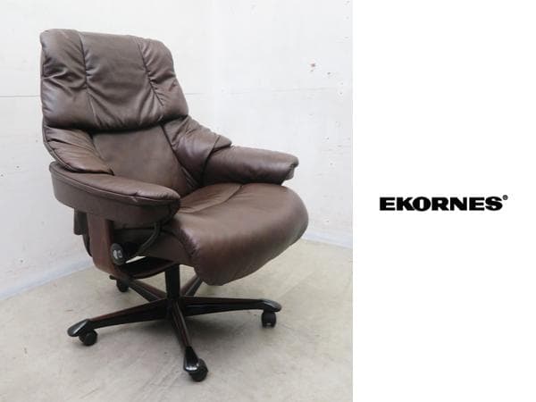 展示品■総革■エコーネス■ストレスレス■レノ■35万■キャスターチェア■