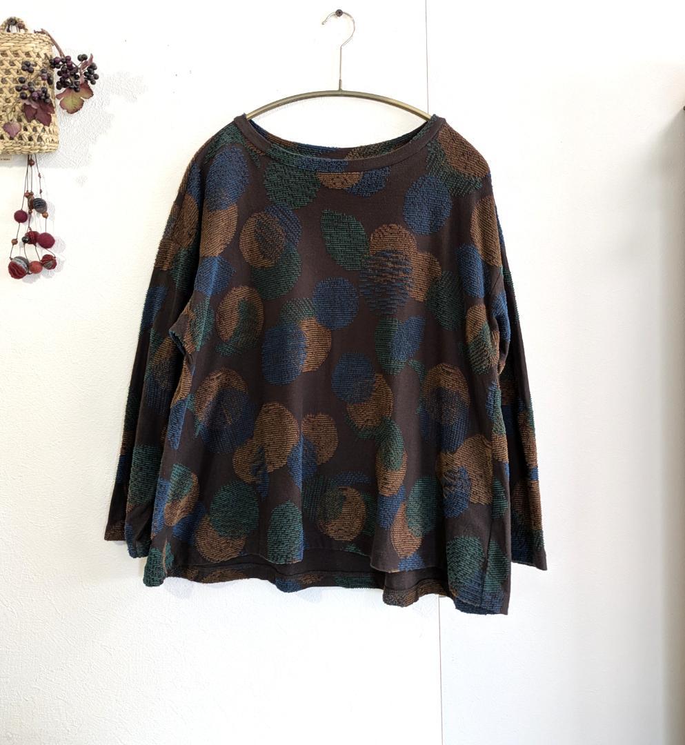 群言堂☆25年秋☆月の満ち欠けパイルジャガードWPO青文字☆手洗い可☆美品です