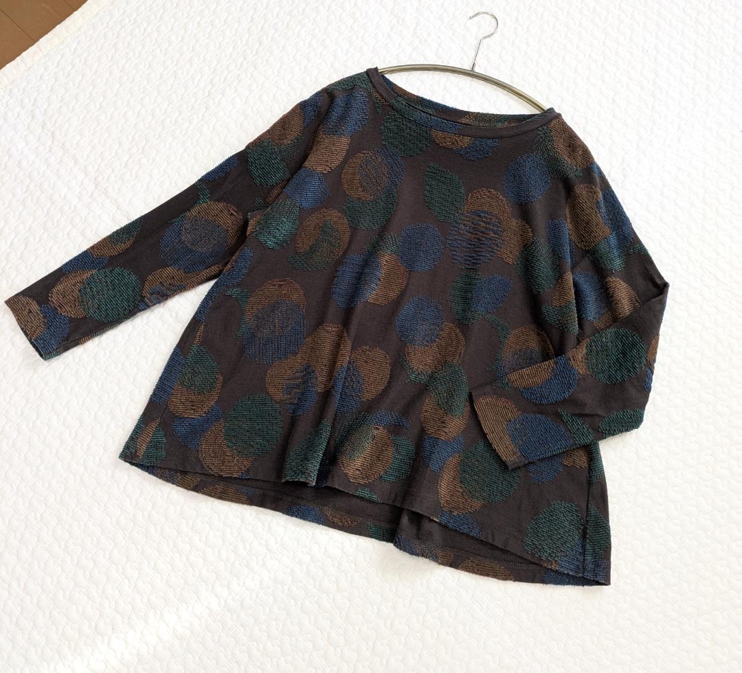 群言堂☆25年秋☆月の満ち欠けパイルジャガードWPO青文字☆手洗い可☆美品です