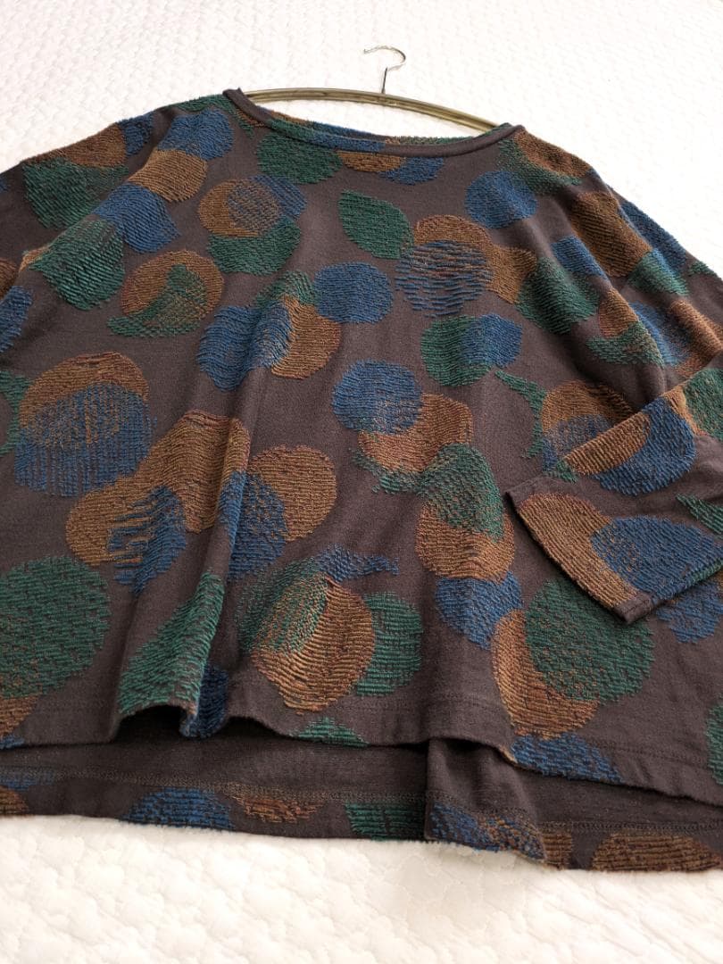 群言堂☆25年秋☆月の満ち欠けパイルジャガードWPO青文字☆手洗い可☆美品です