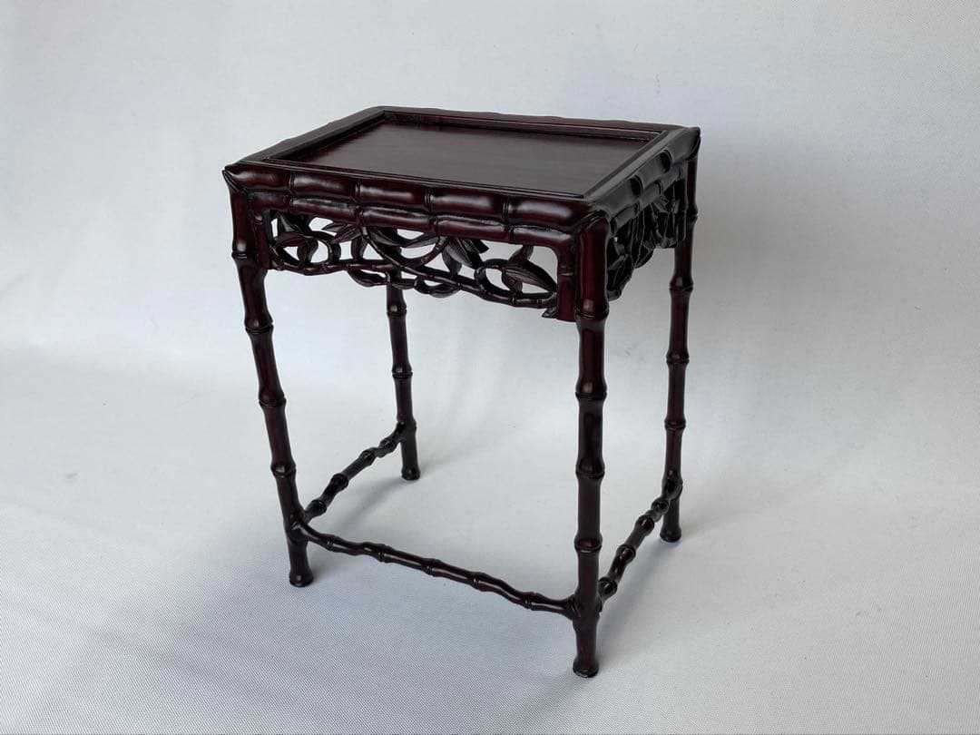 飾り台　4個組　盆栽台　花台　香炉台　茶華道具　木製　透かし彫り　GA3