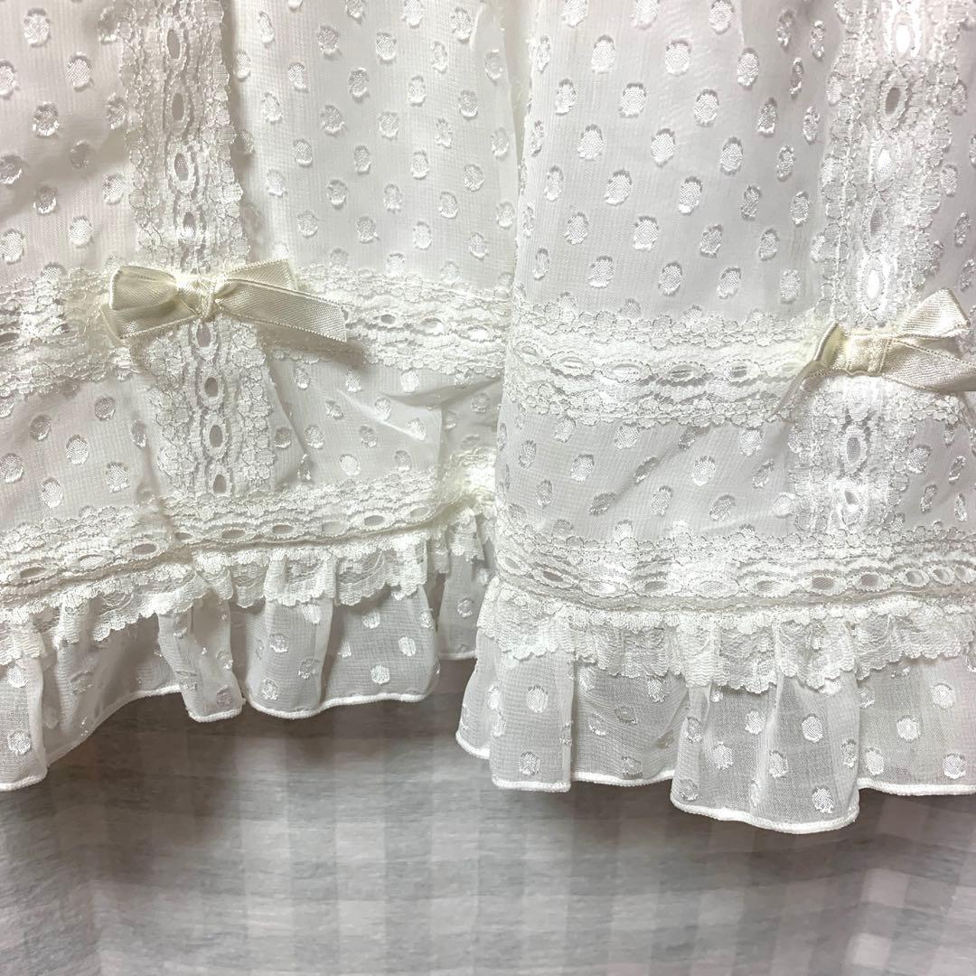 TRALALA 希少 フリル レース ホワイトドットチュニック