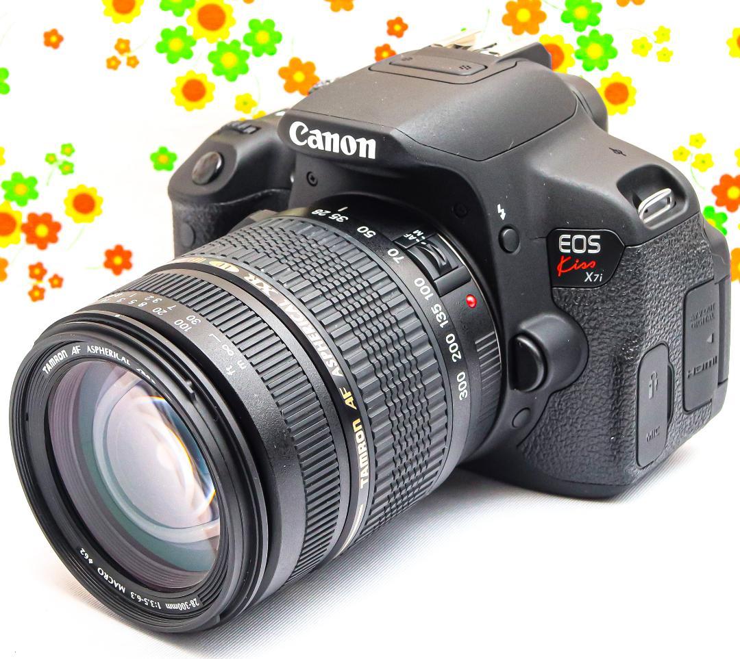 美品 キャノン Canon Kiss X7i☆高倍率レンズ付☆スマホに転送☆