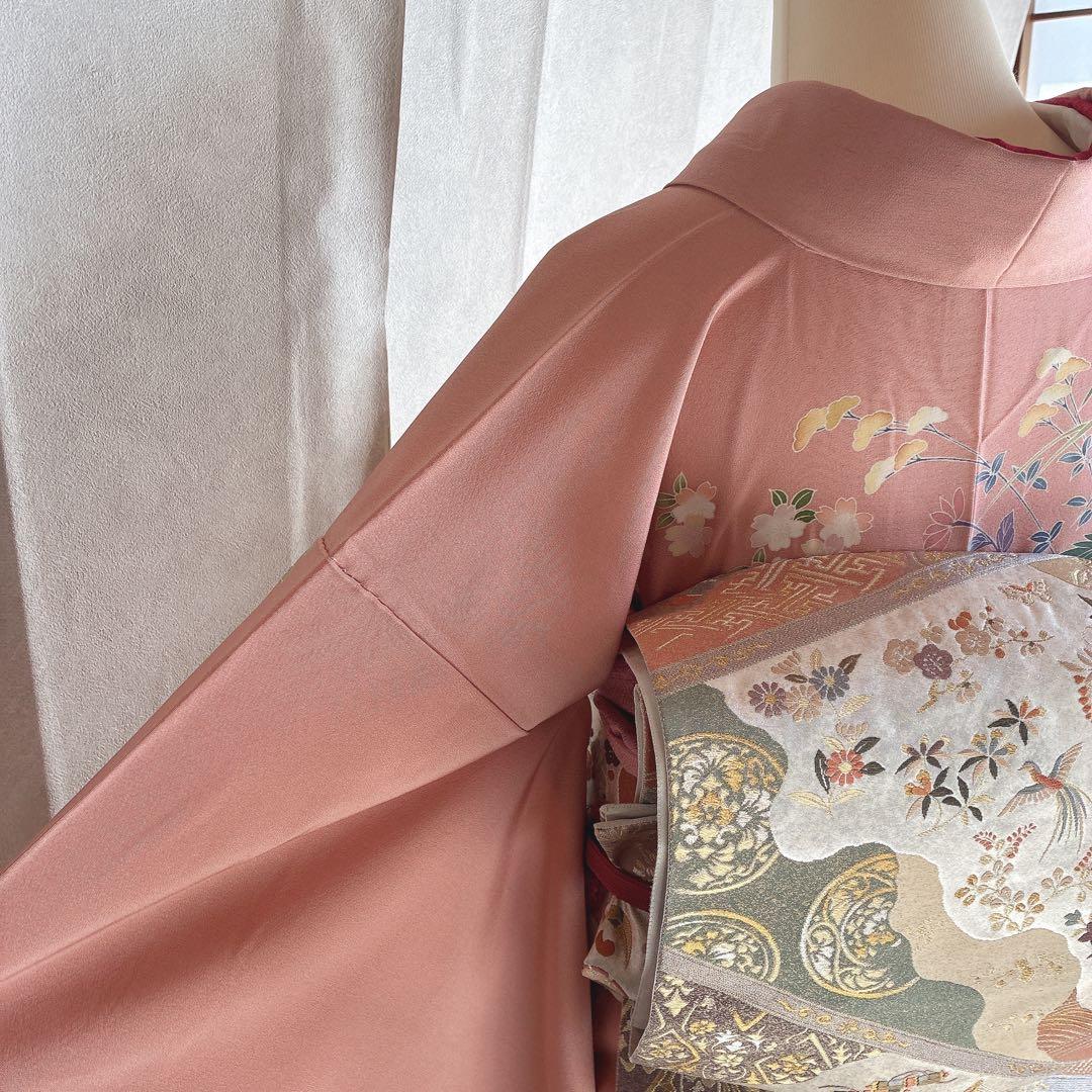 訪問着　フルセット　着物　正絹　友禅　比翼仕立　四季草花　春の華　J7 1月