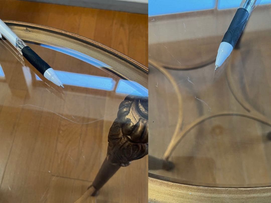 アンティーク調　ガラステーブル　ヴィンテージ　レトロモダン　ヨーロピアン　カフェ