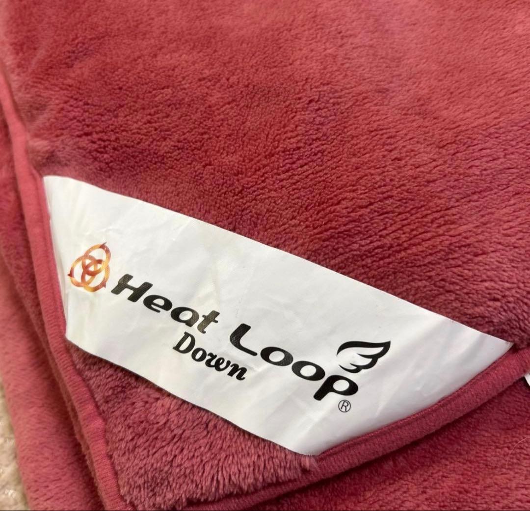 ヒートループ　羽毛入り掛け布団　コーラルピンク　ディノス