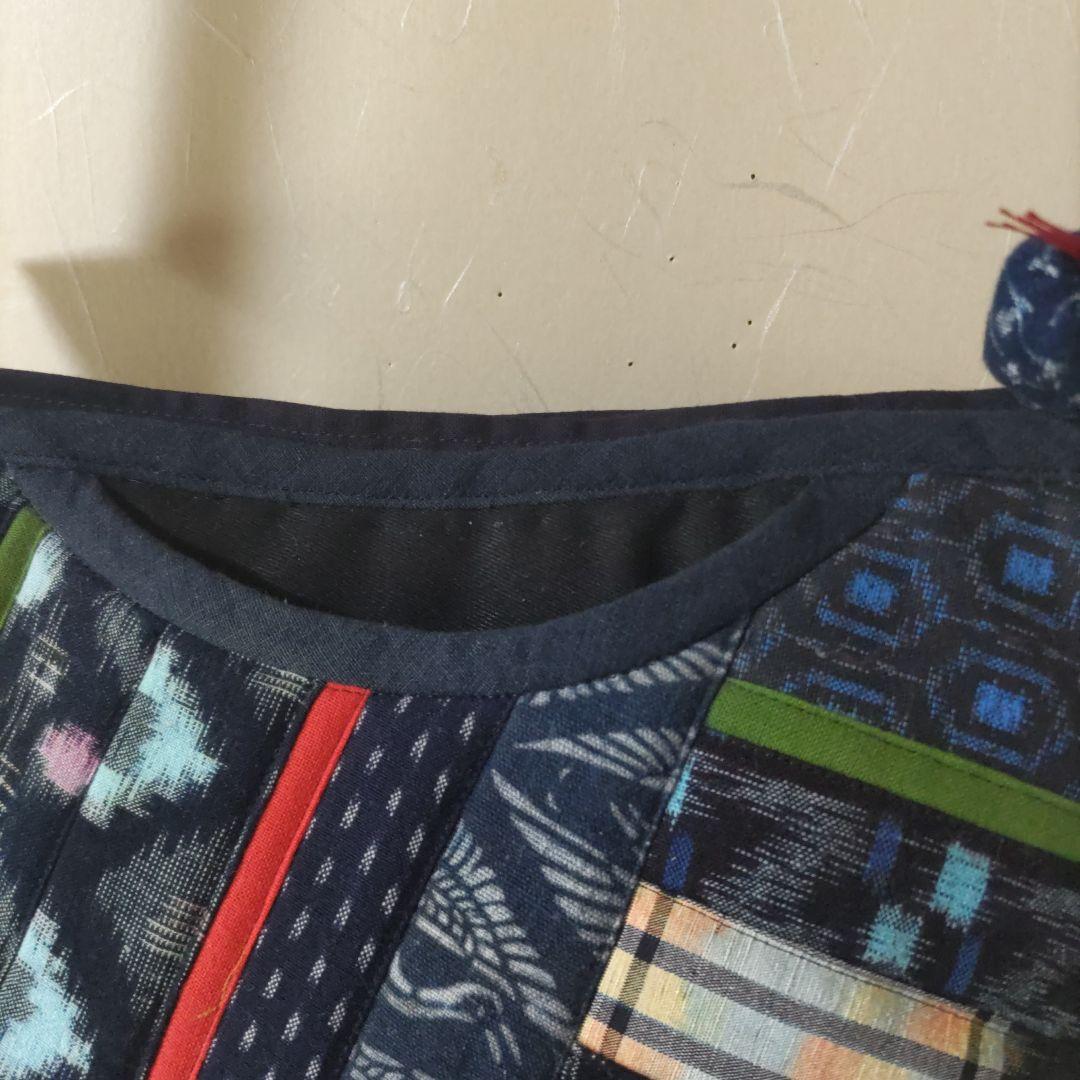 送料込み　(249)手作り　ショルダーバッグ　パッチワーク　絣　染め　絣　木綿