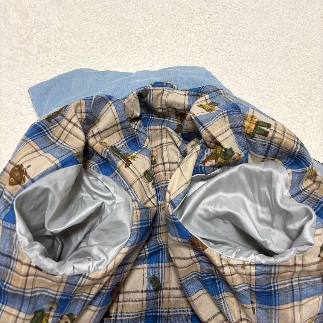 希少 PAPAS ダウンジャケット パパスベア柄 ロゴ刺繍 ライトブルー