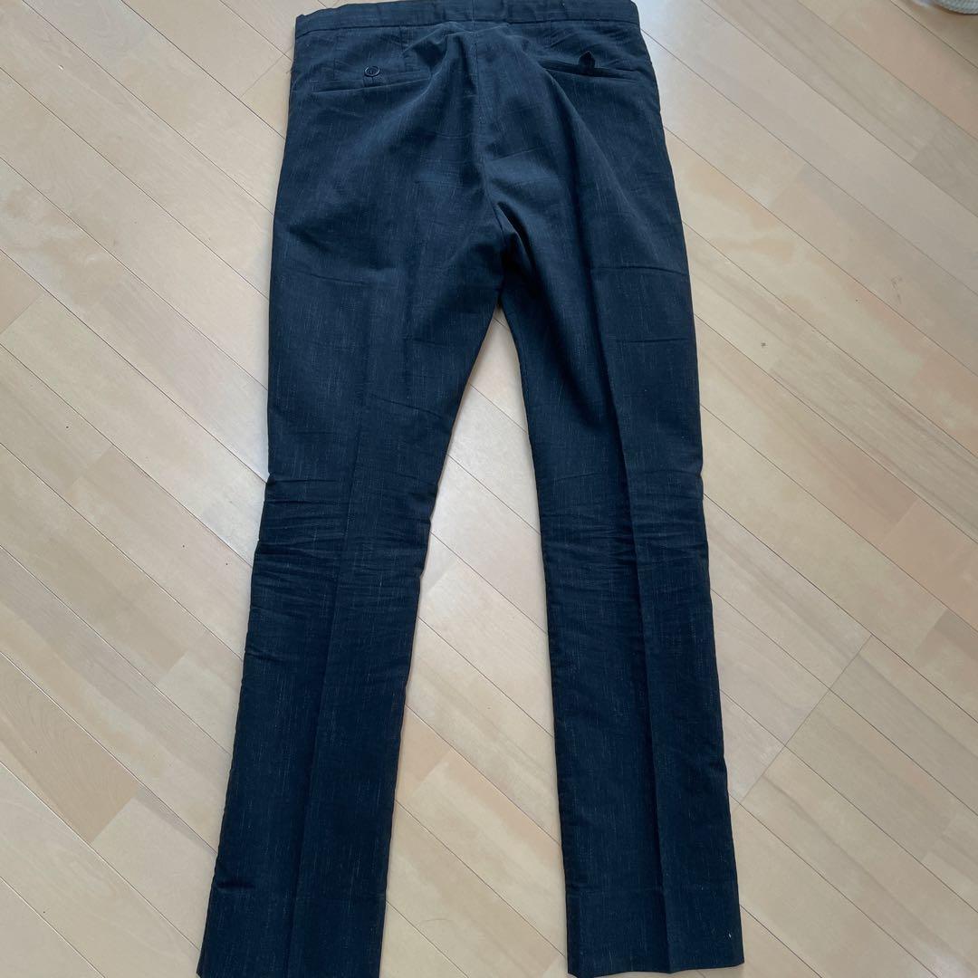 キャロルクリスチャンポエル　コットンスラックス　かすりストライプ　ダークグレー