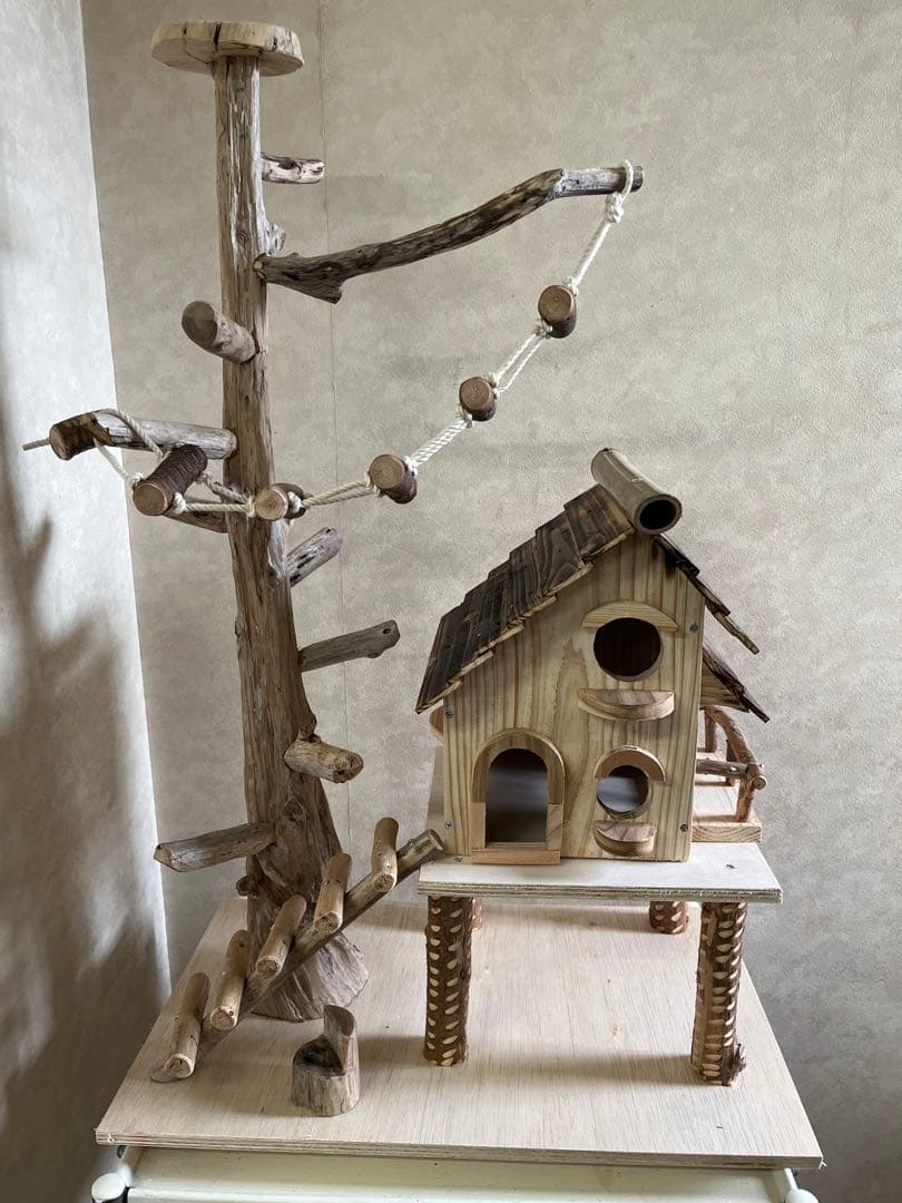 カシオレ鳥インコ止まり木 流木バードアスレチック 大サイズバードジム