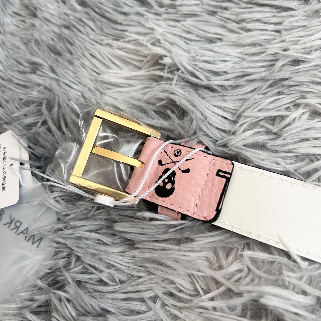 新品　マークアンドロナ　ベルト　牛皮　ピンク　レディース