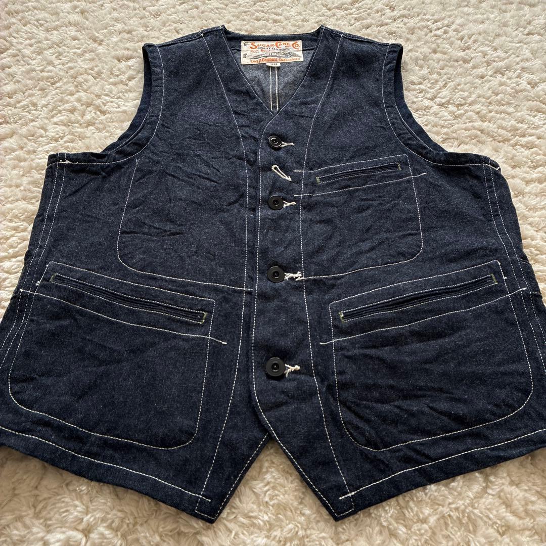 美品SC15702 BLUE DENIM WORK VEST 38 デニムベスト