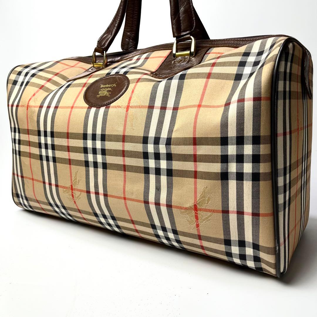特大サイズ/鍵付き✨バーバリー ボストンバッグ ノバチェック ナイロン レザー