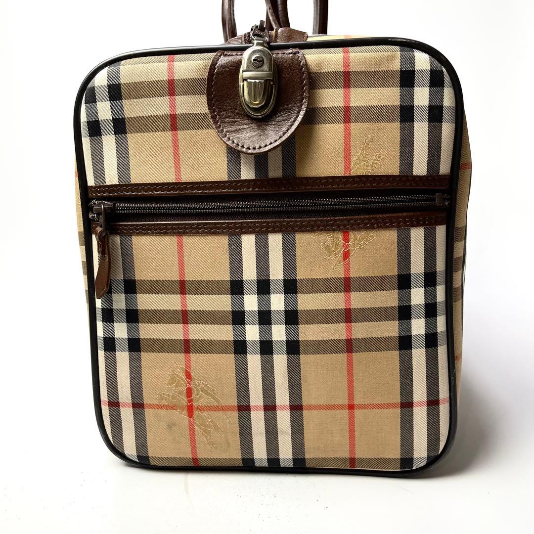 特大サイズ/鍵付き✨バーバリー ボストンバッグ ノバチェック ナイロン レザー