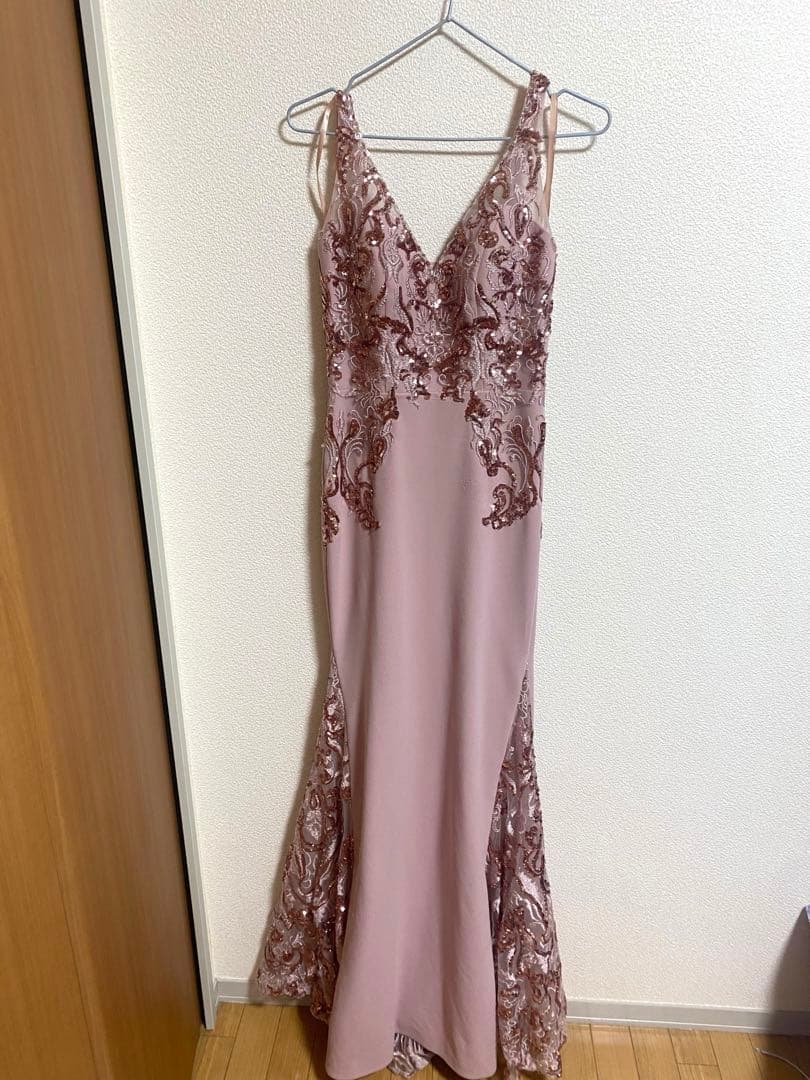 JEAN MACLEAN ジャンマクレーピンク刺繍マーメイド ロングドレス