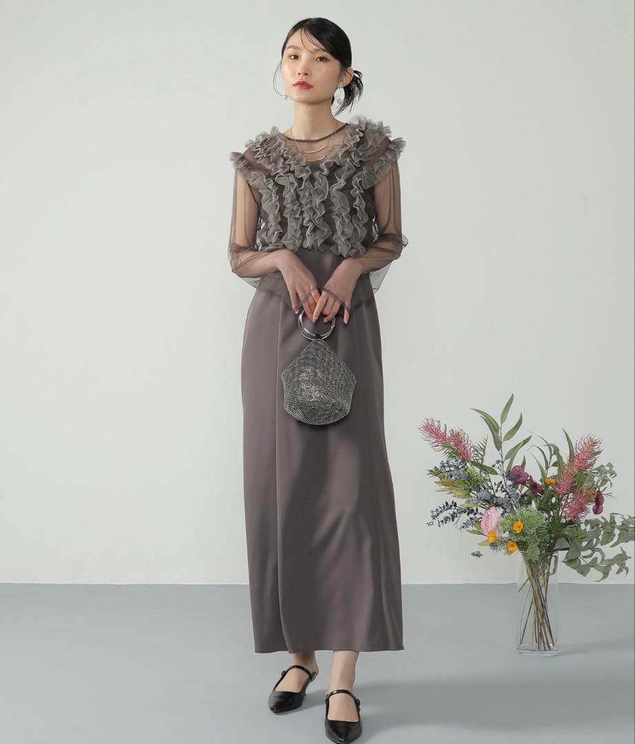 ＊美品＊チュール ボリューム フリル ベスト シアー トップス ワンピース