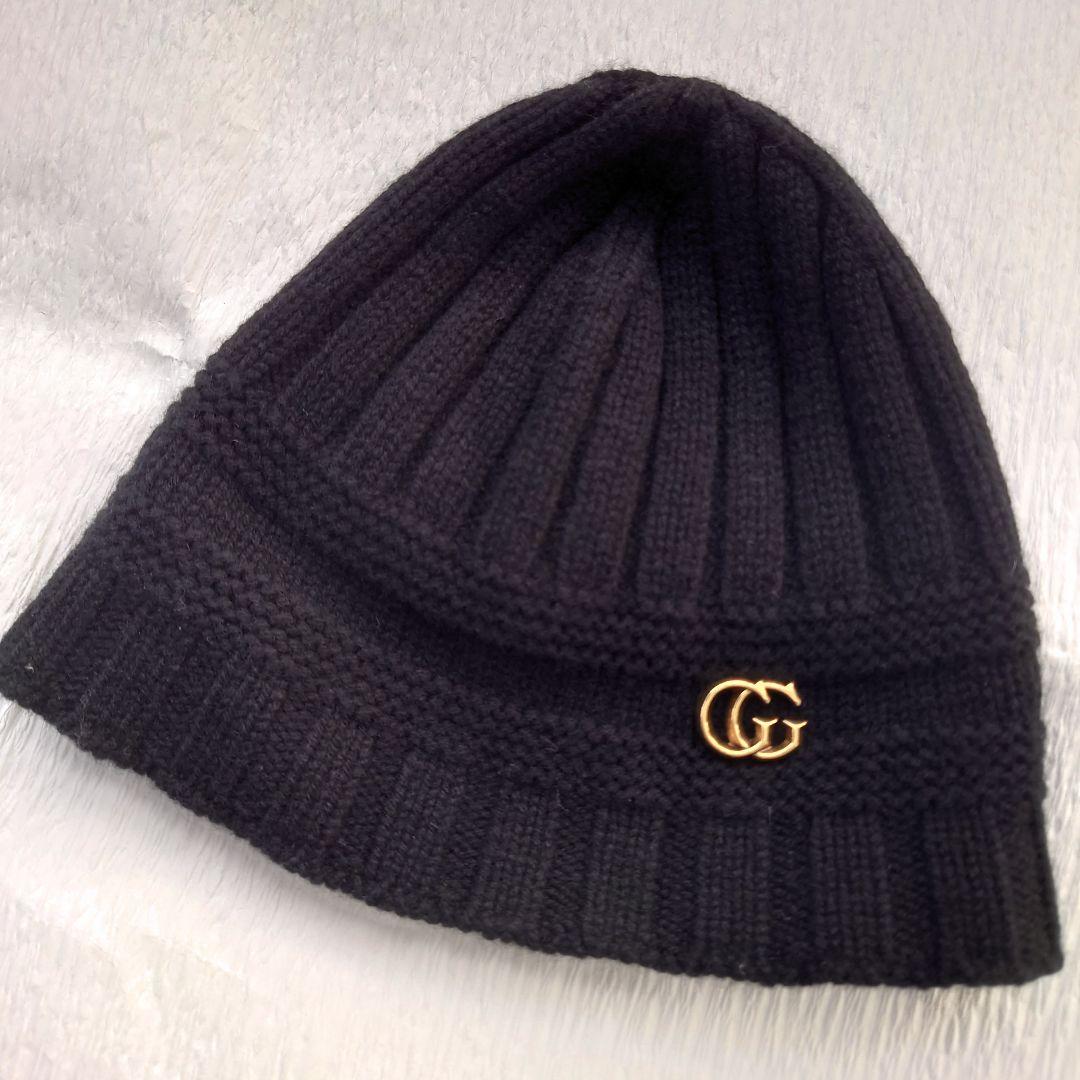GUCCI　GG　黒　ニット帽　ビーニー　メンズ　レディース　マーモント