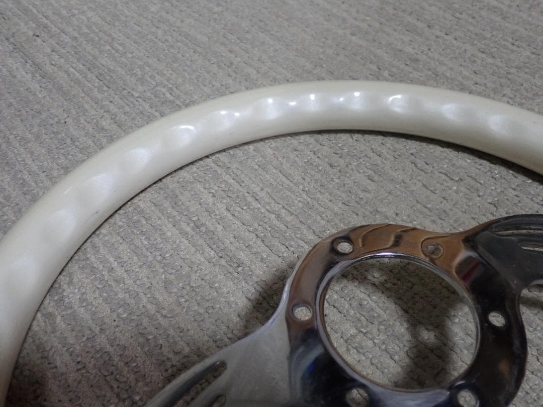 ★当時物★バタフライ　ビレット　ステアリング　ハンドル　ホワイト系　約360mm