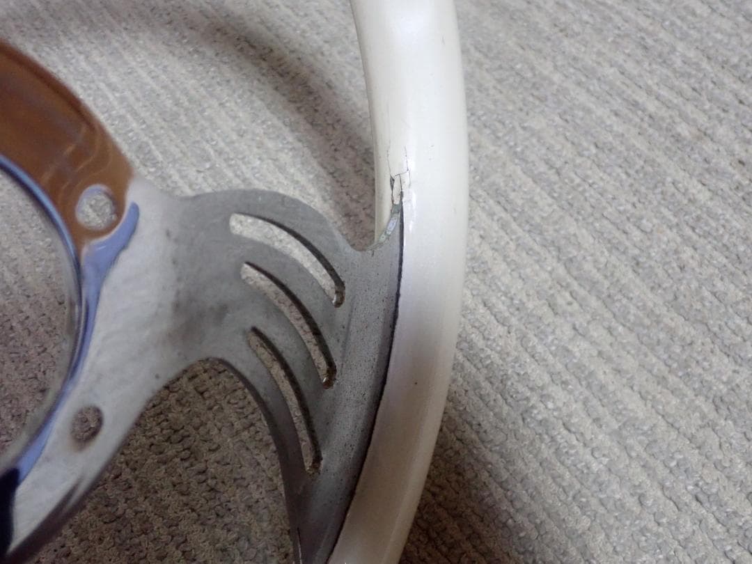 ★当時物★バタフライ　ビレット　ステアリング　ハンドル　ホワイト系　約360mm