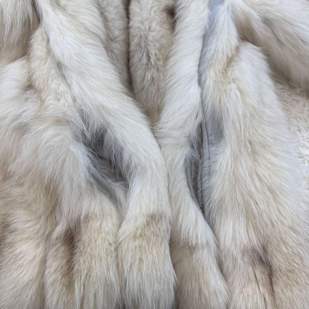 サガフォックス　ノーカラージャケット　コート　リアルファー　表記11