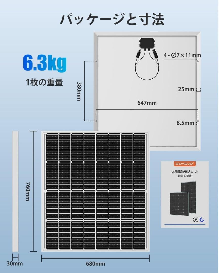 ソーラーパネル 200w =100w×2枚 MC4コネクタ付属 太陽光パネル