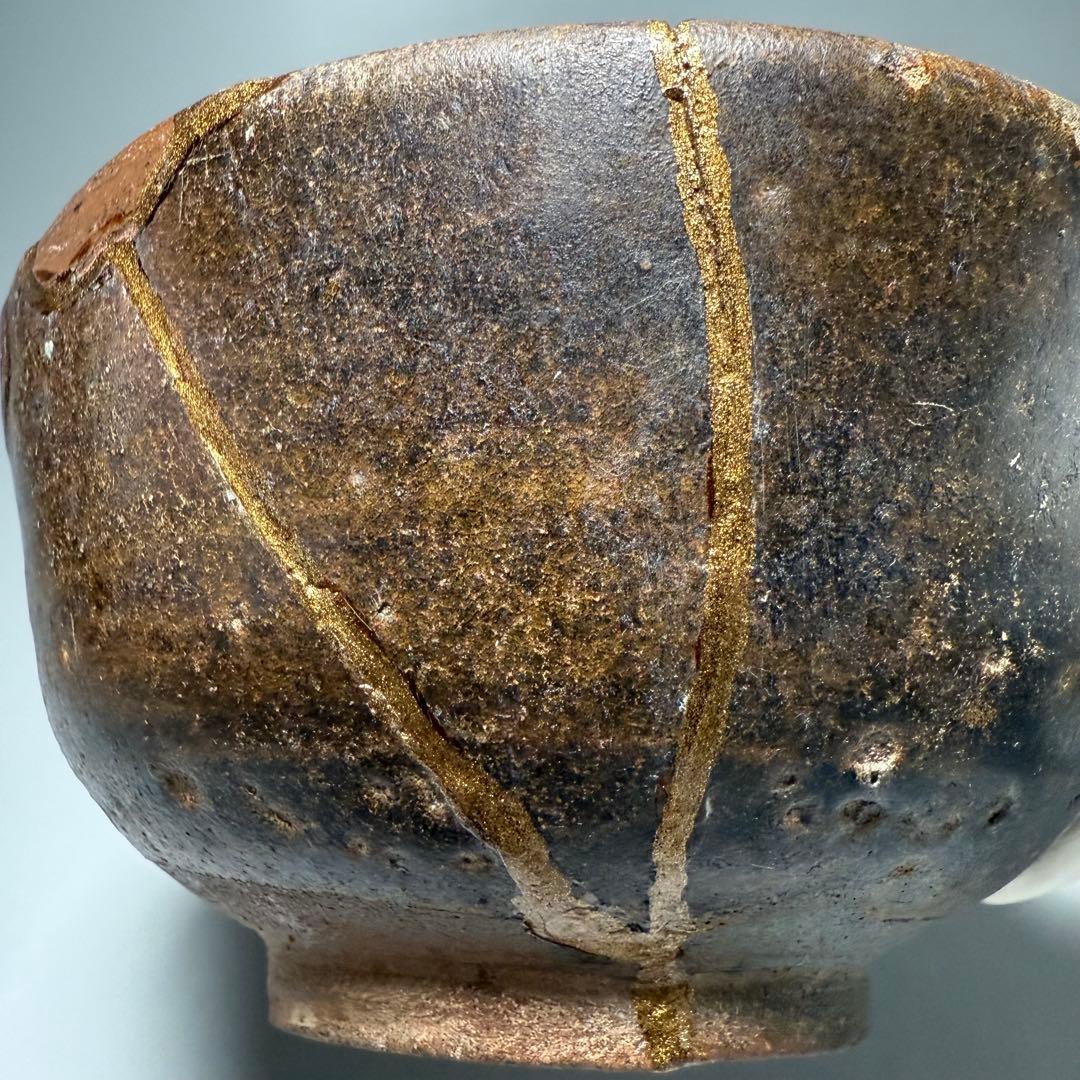 古唐津　黒唐津　小服茶碗　古美術　飴釉薬　蒐集家旧蔵　茶道具　金継ぎ　飴釉